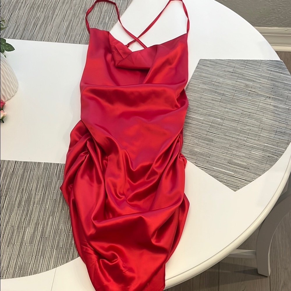 Elegant Red Satin Dress